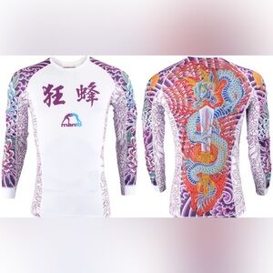 Manto Jiu Jitsu rash guard Dragon Tattoo Rash Guard Long Sleeve - White & Purple